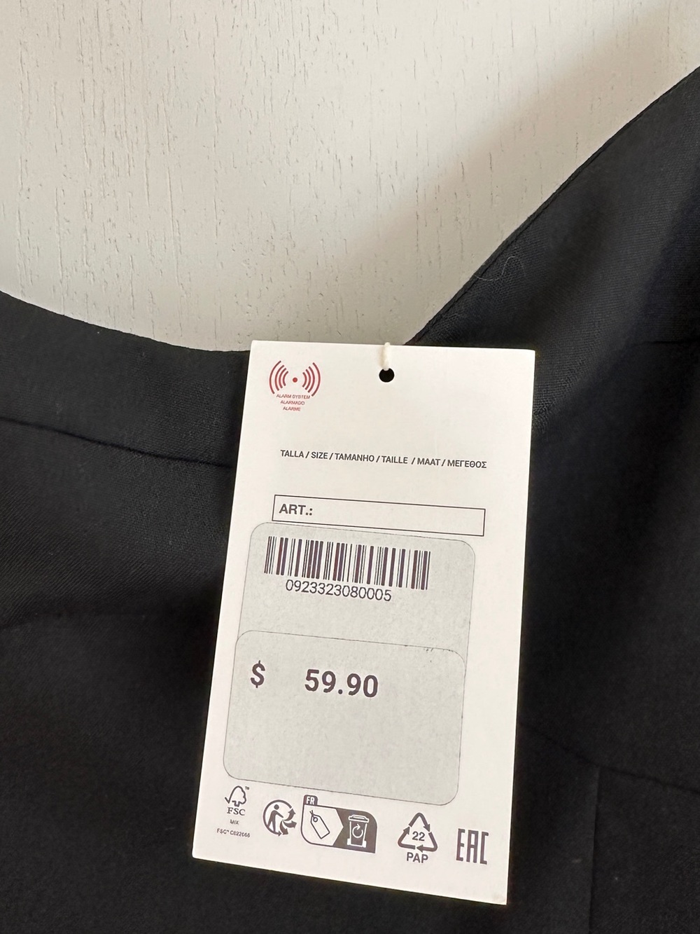 ZARA - Short Structured Black Spaghetti-Strap Mini Dress - Picture 5 of 5